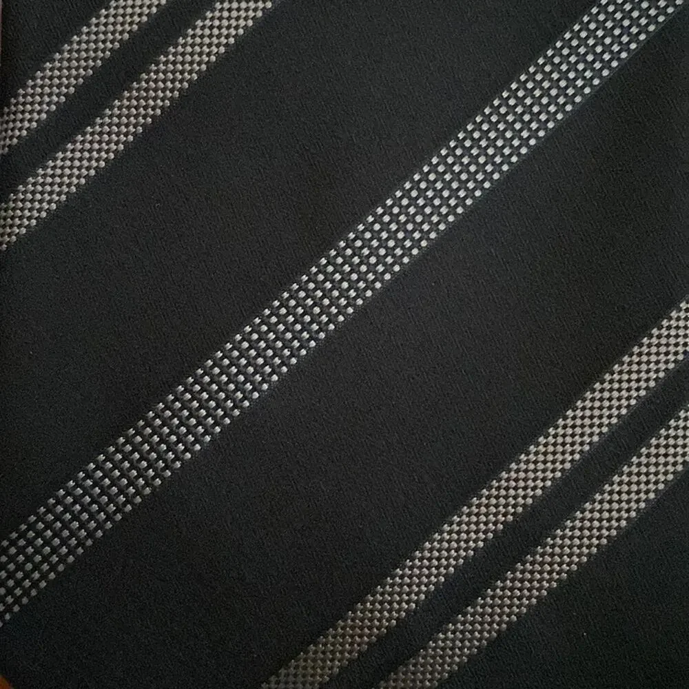 Giorgio Armani Men’s Silk Designer Tie Black Gray Tan Diagonal Stripe EUC